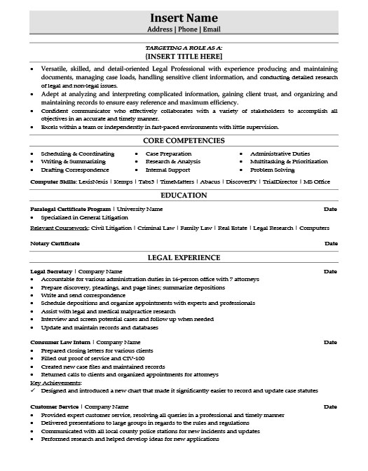 Paralegal Resume Template | Premium Resume Samples & Example